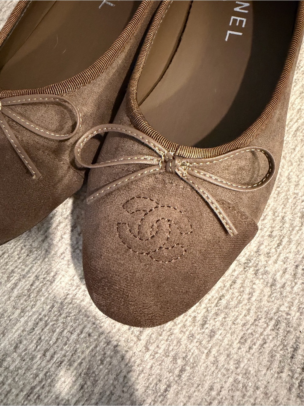CHANEL Suede Ballet Flats